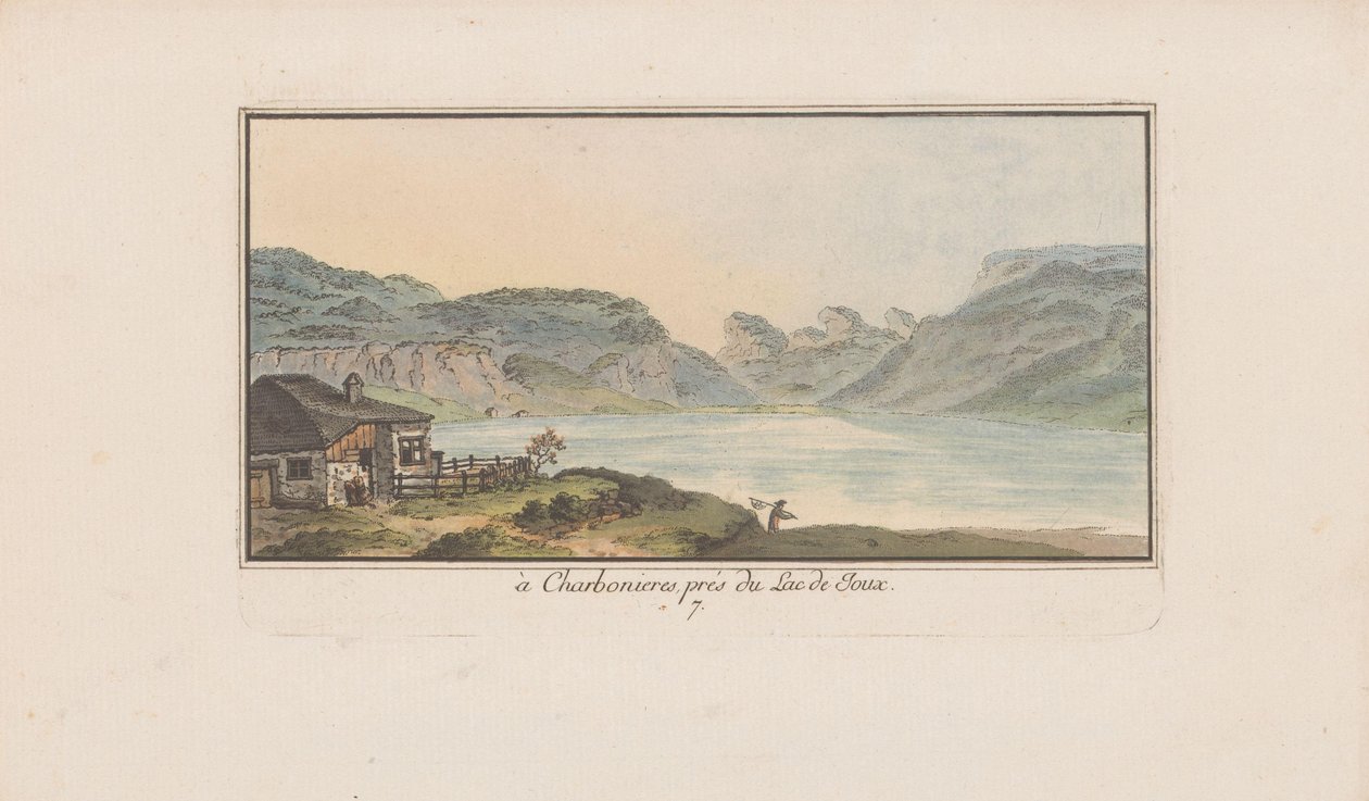 Kilátás a Les Charbonnièresre a Lac de Joux-n Charbonieresben, a Lac de Joux közelében (cím a tárgyon) Svájci tájak (sorozat címe) Néhány nézőpont gyűjteménye Svájcban (sorozat címe) alkotó: Heinrich Rieter