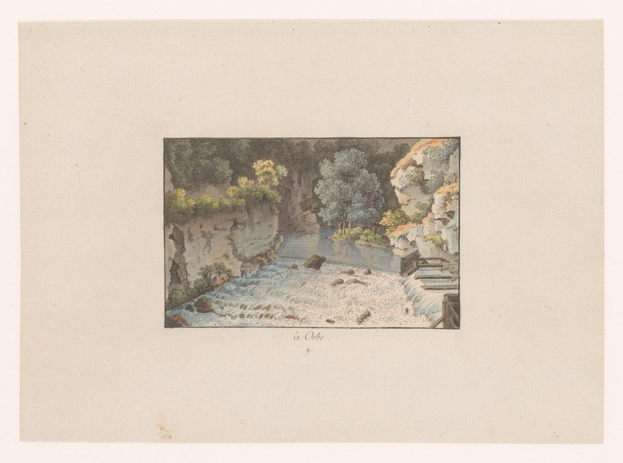 Kilátás az Orbe vízesésére à Orbe (cím a tárgyon) Svájc kilátásai (sorozat címe) Collection de quelques vues dessinées en Suisse d
