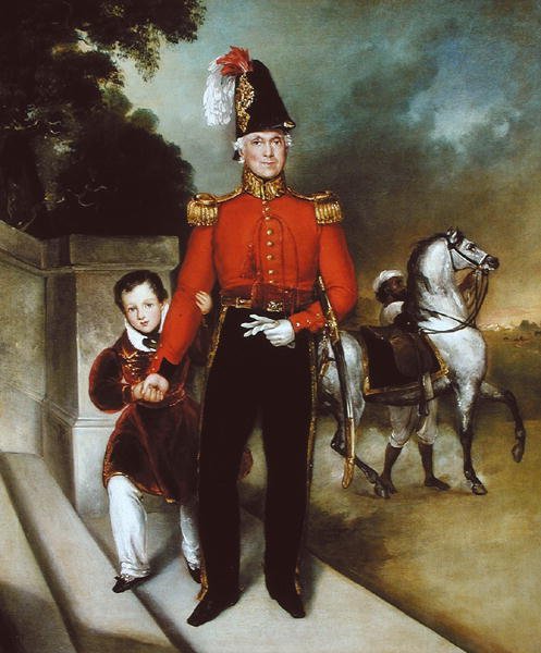 Sir James Dennis tábornok (1778-1855) fiával, a lovát vezető syce 1843 (olaj, vászon) alkotó: Heinrich Schaeffer