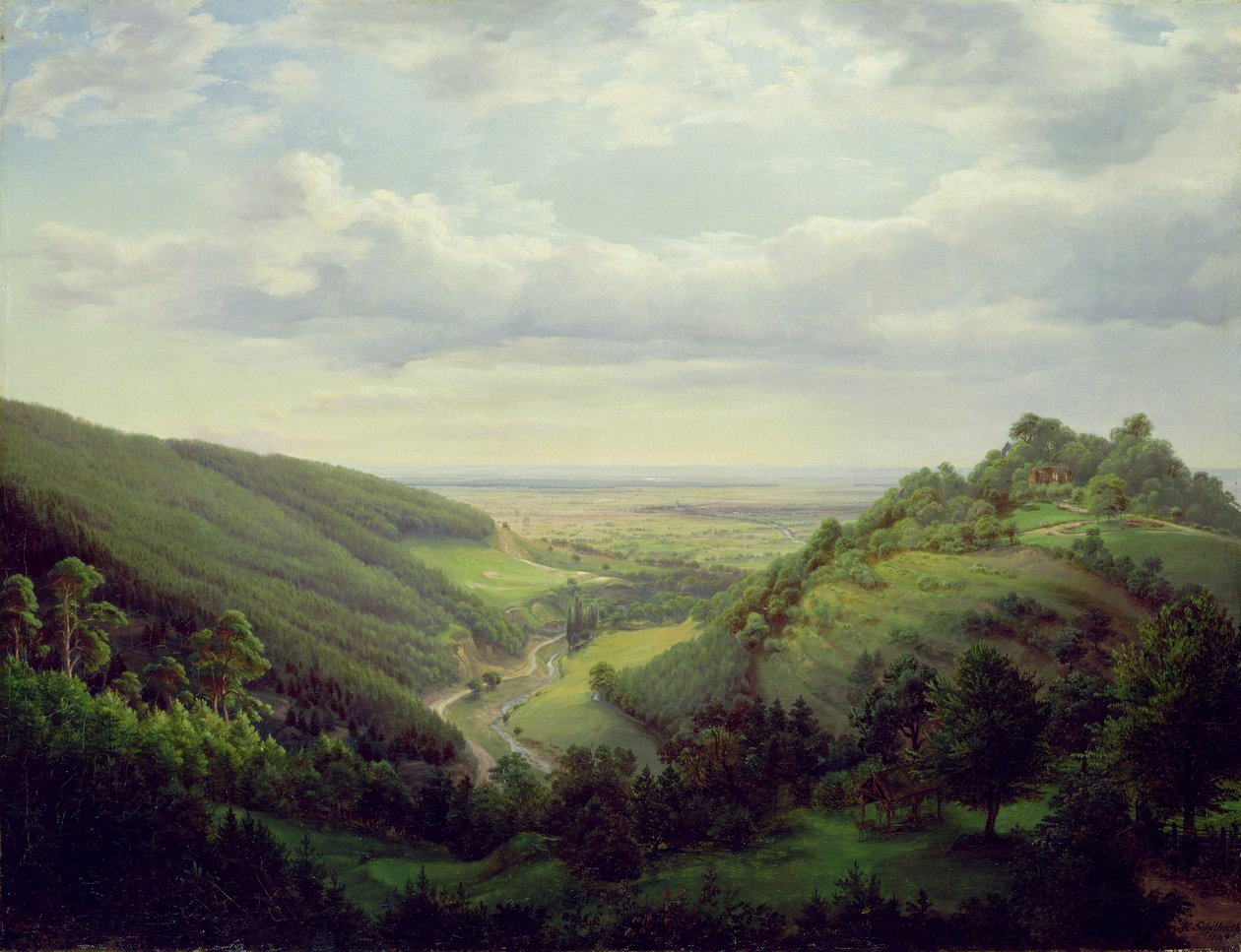 Kilátás a Heilenberg-kastélyból a Rajna-parti Jugenheimben, 1846 alkotó: Heinrich Schilbach
