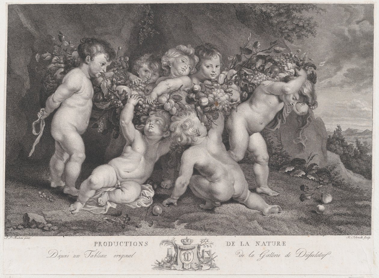 Hét putti gyümölcsfüzért, kb. 1780-87. alkotó: Heinrich Schmitz