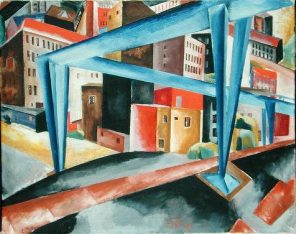 Viadukt a Vorsetzen előtt Hamburgban, 1921 alkotó: Heinrich Stegemann