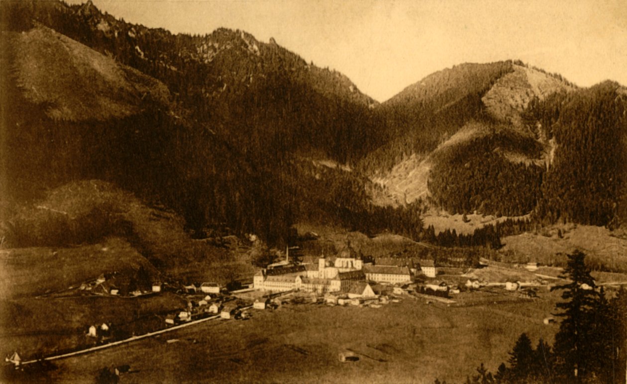 Ettal apátság délről, Bajorország, Németország, c1922. alkotó: Heinrich Sting
