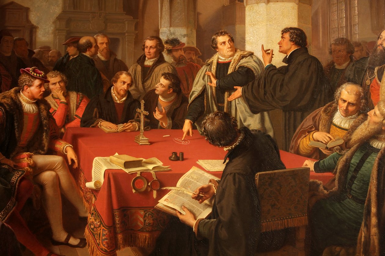 August Noack vallási párbeszéd a marburgi kastélyban 1869 részlet alkotó: Heinrich Stürzl