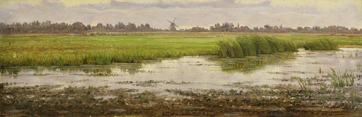 Az Alster felső folyása, 1834-35 körül (olaj, papír, fedélzetre szerelve) alkotó: Heinrich Stuhlmann