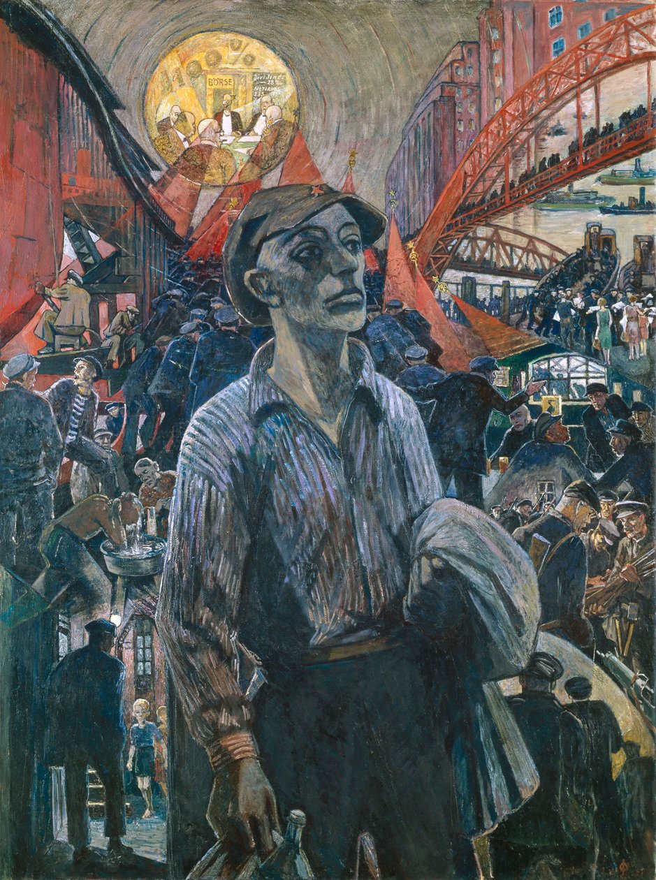 Egy hamburgi hajógyár dolgozója, Hamburg elvtárs, 1928. alkotó: Heinrich Vogeler