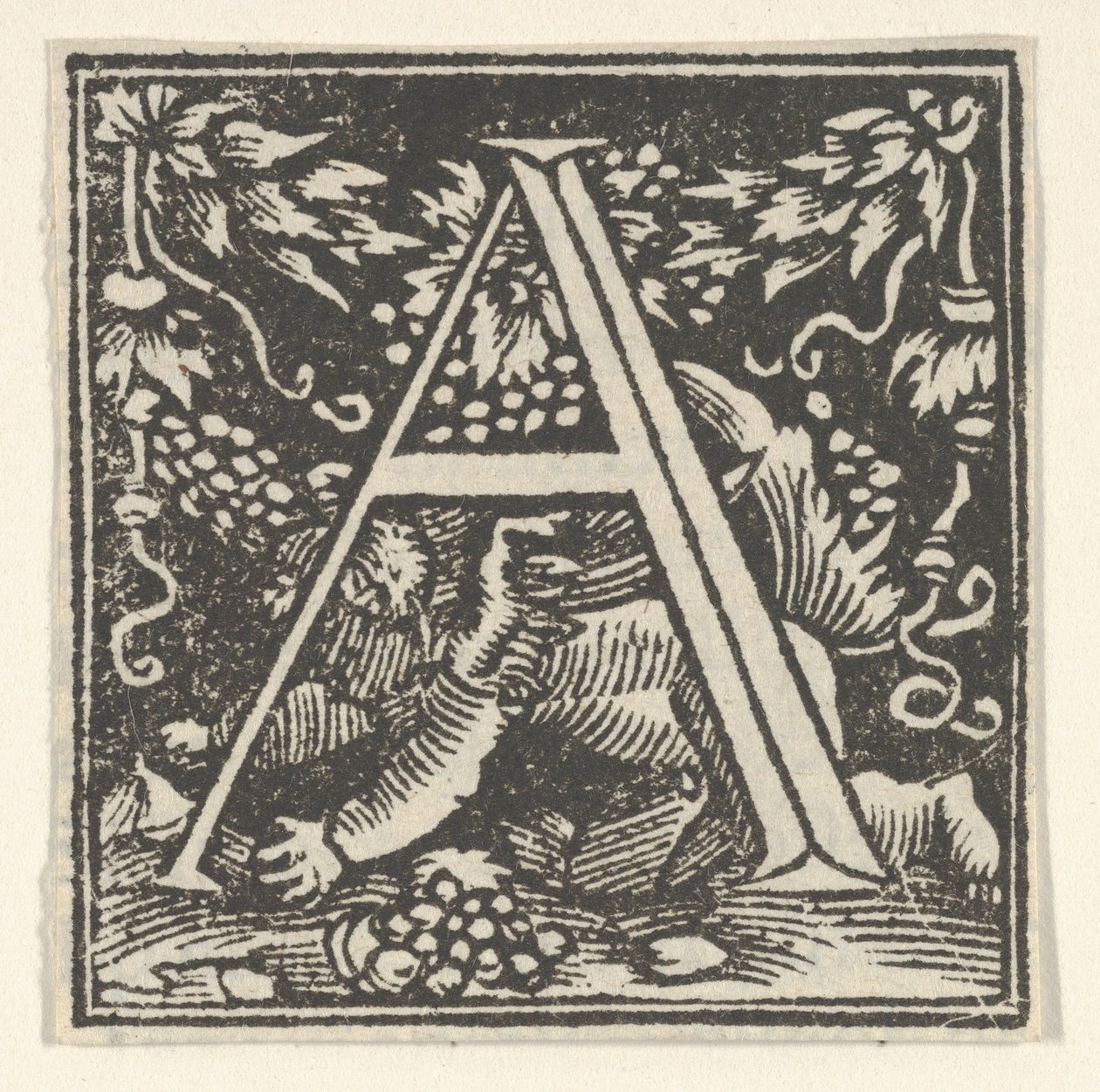 A kezdőbetű puttóval, kb. 1538. alkotó: Heinrich Vogtherr