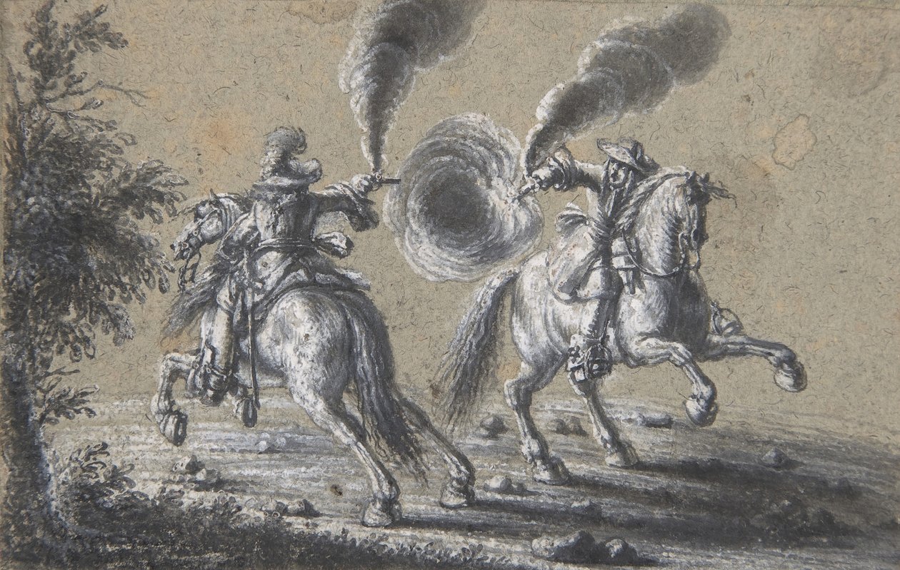 Két lovas lő egymásra, 1600-1677. alkotó: Heinrich Werdmuller