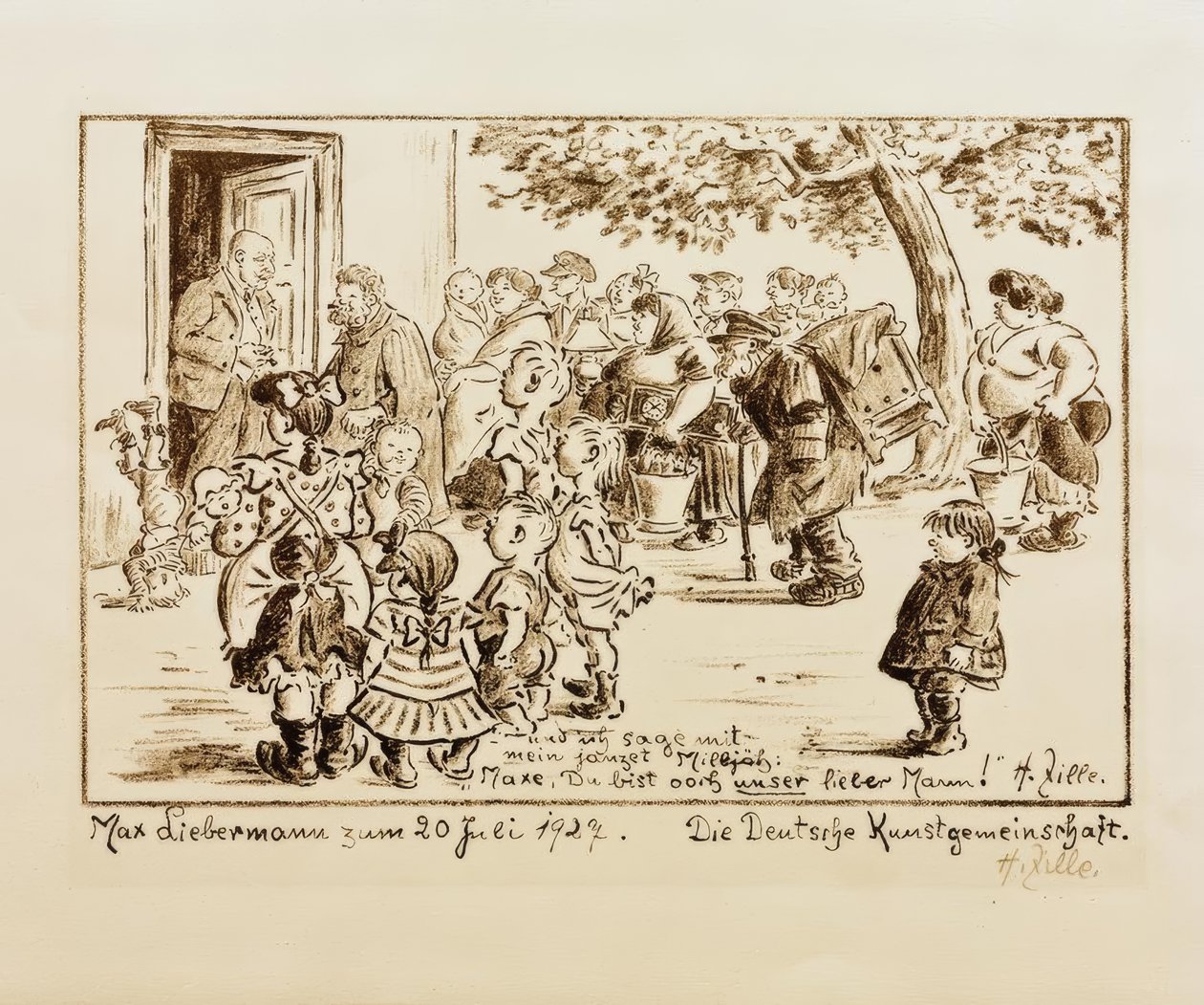 Születésnapi lap Liebermann 80. születésnapjára / H.Zille alkotó: Heinrich Zille