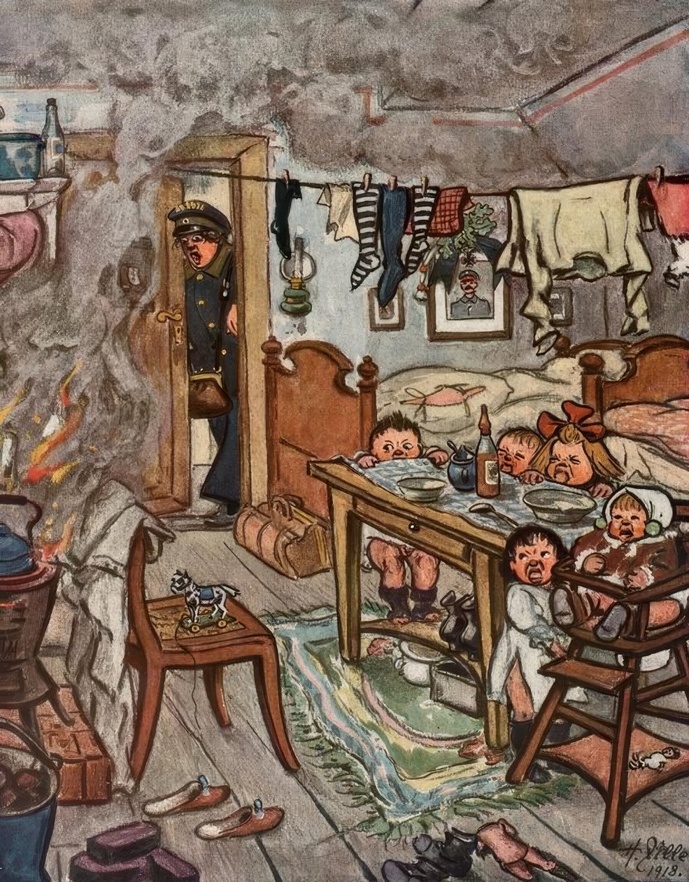 Uram, gyerekek! Nem maradhatsz egyedül! alkotó: Heinrich Zille