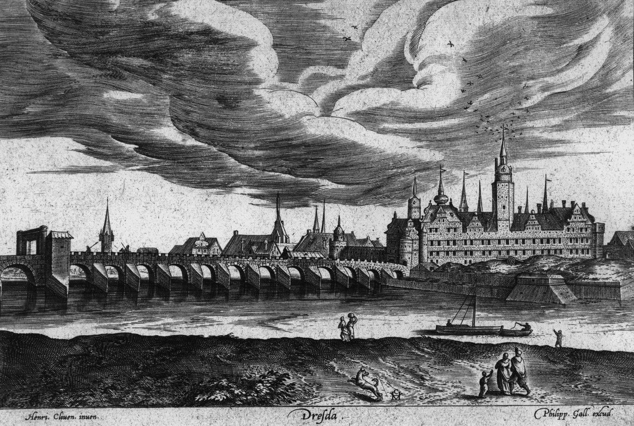 Részlet Drezda látképéből, 1550 alkotó: Heinrich van Cleef