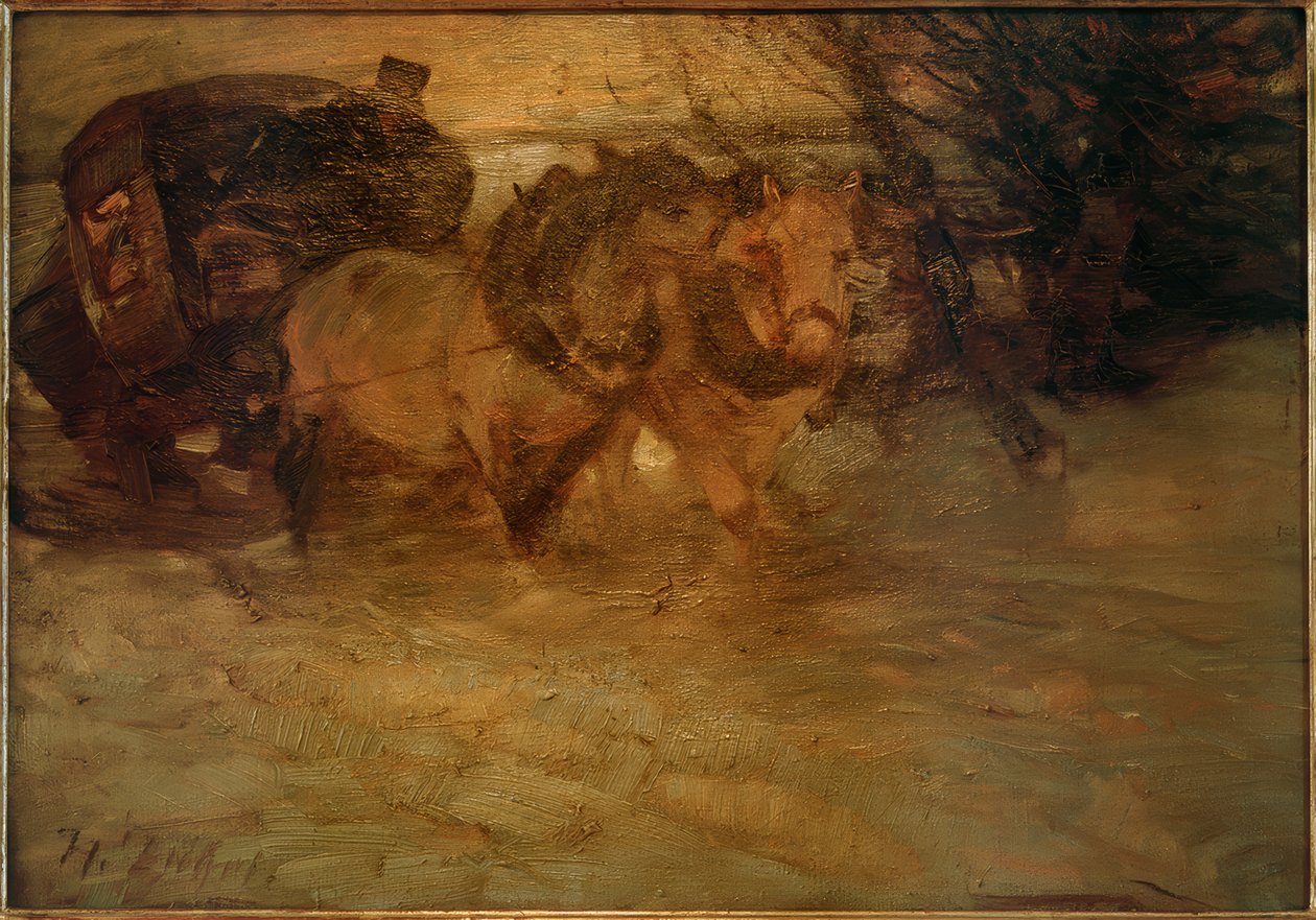 Stagecoach a hóban alkotó: Heinrich von Zügel