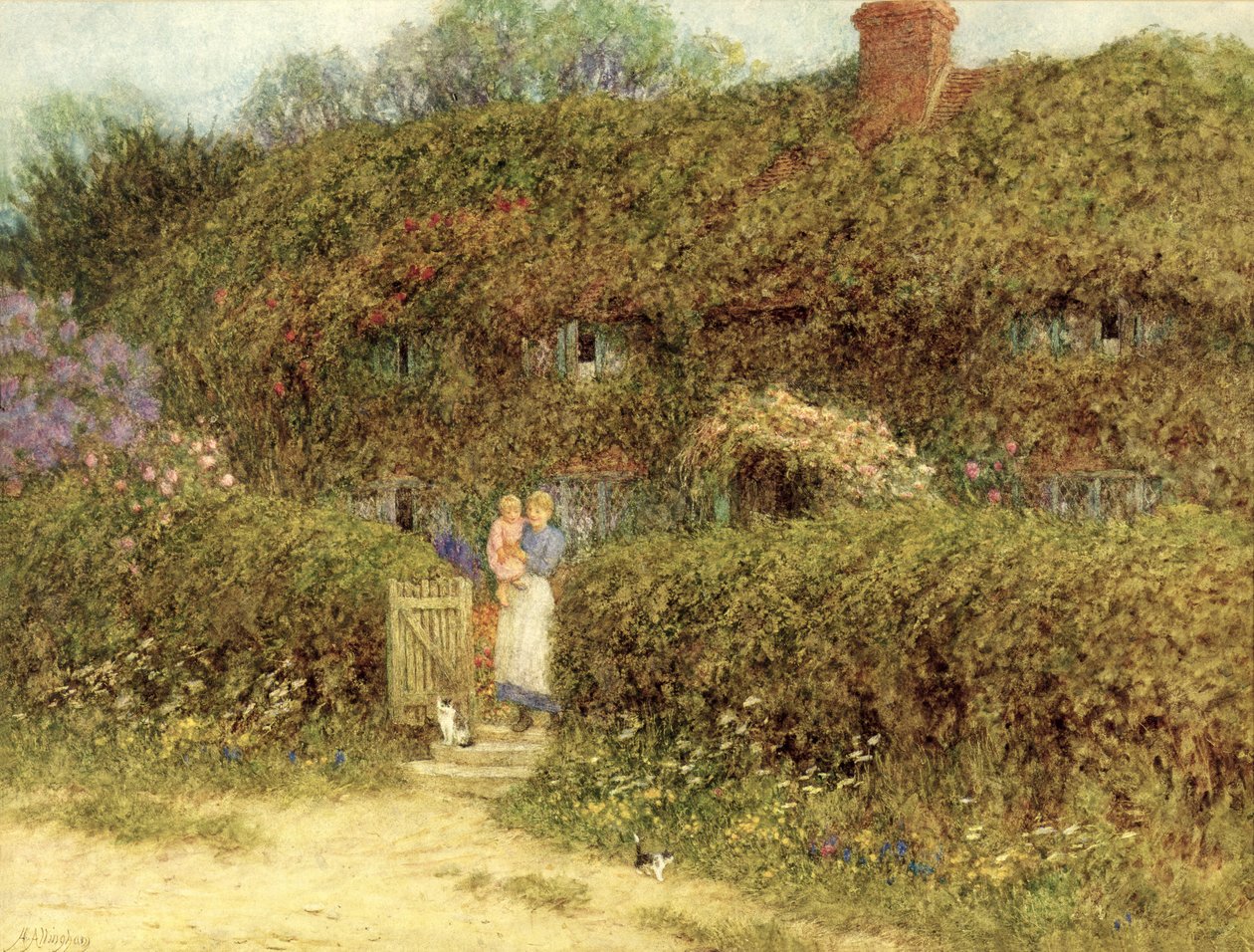 Egy ház Freshwaterben, Wight-sziget alkotó: Helen Allingham