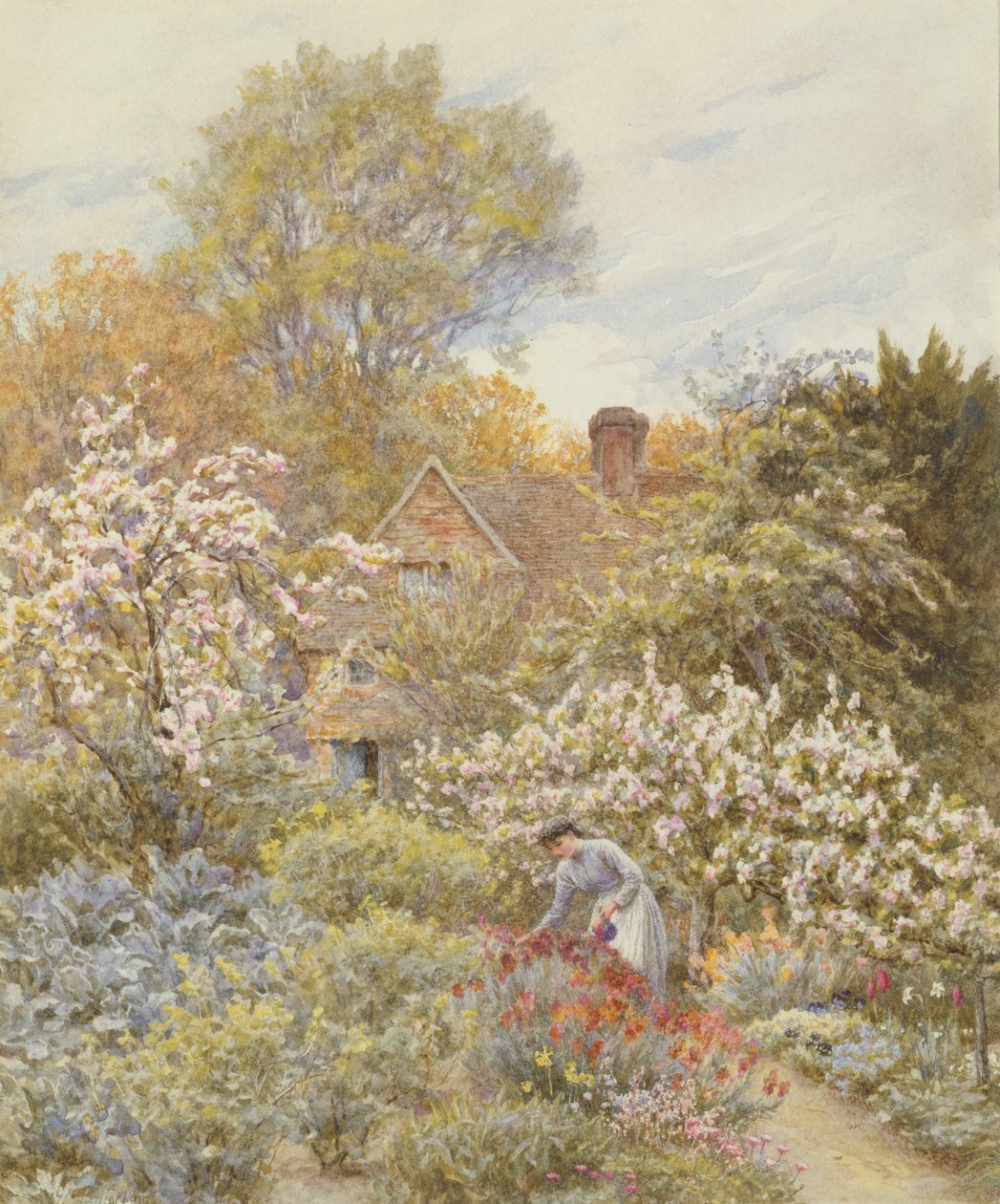 Egy kert tavasszal (wc papíron) alkotó: Helen Allingham
