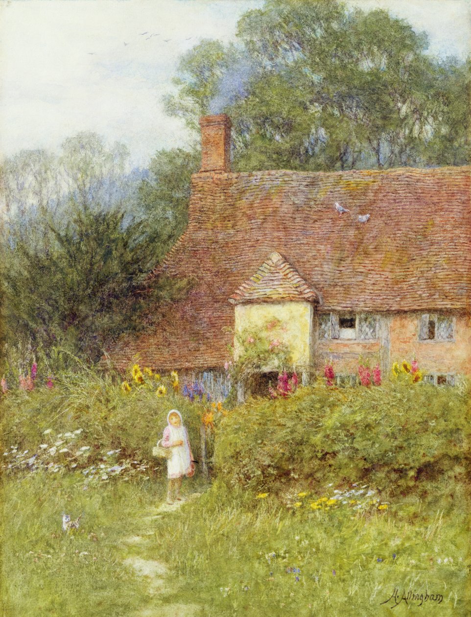 A házikó kapujánál alkotó: Helen Allingham