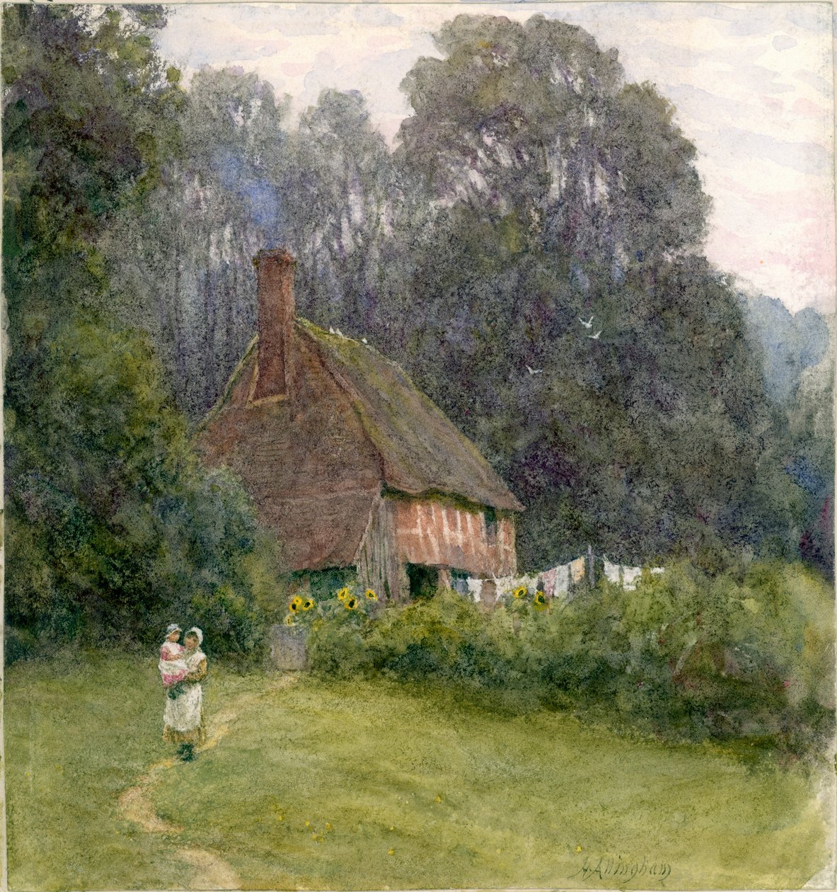 Házikó figurákkal (bc és wc papíron) alkotó: Helen Allingham