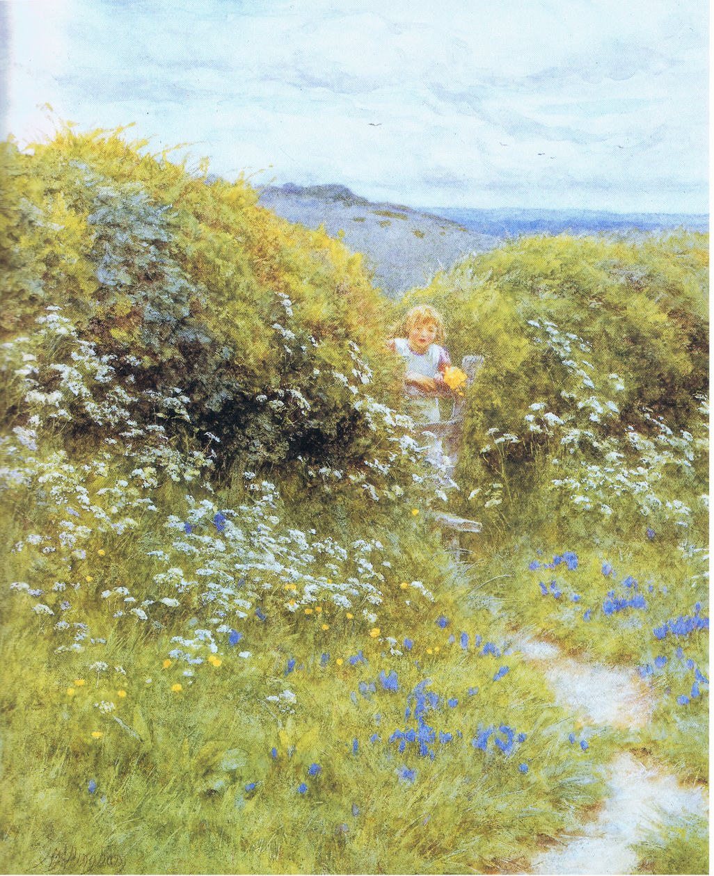 Tehénpetrezselyem és harangvirág alkotó: Helen Allingham