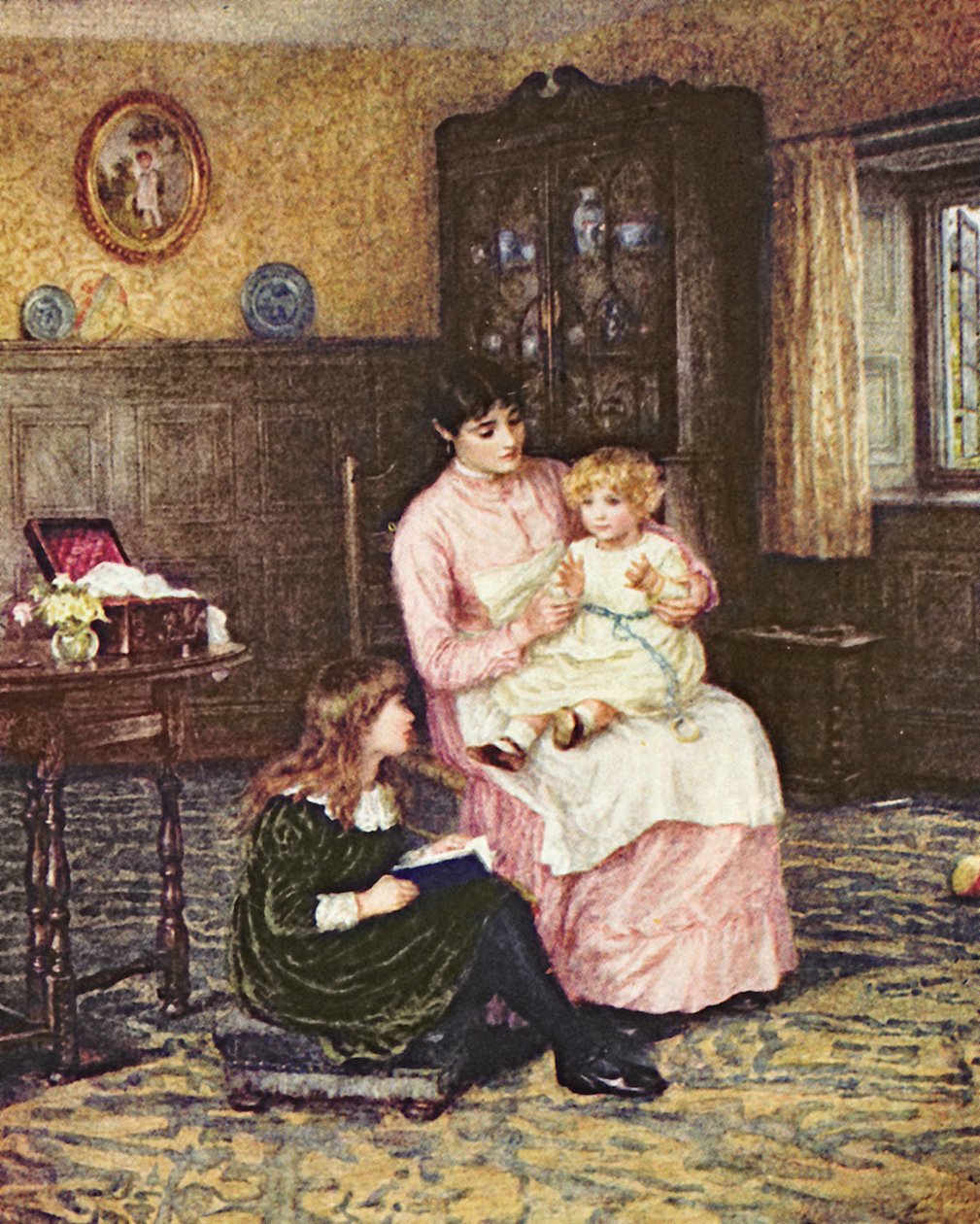 Anya játszik a gyerekekkel egy belső alkotó: Helen Allingham