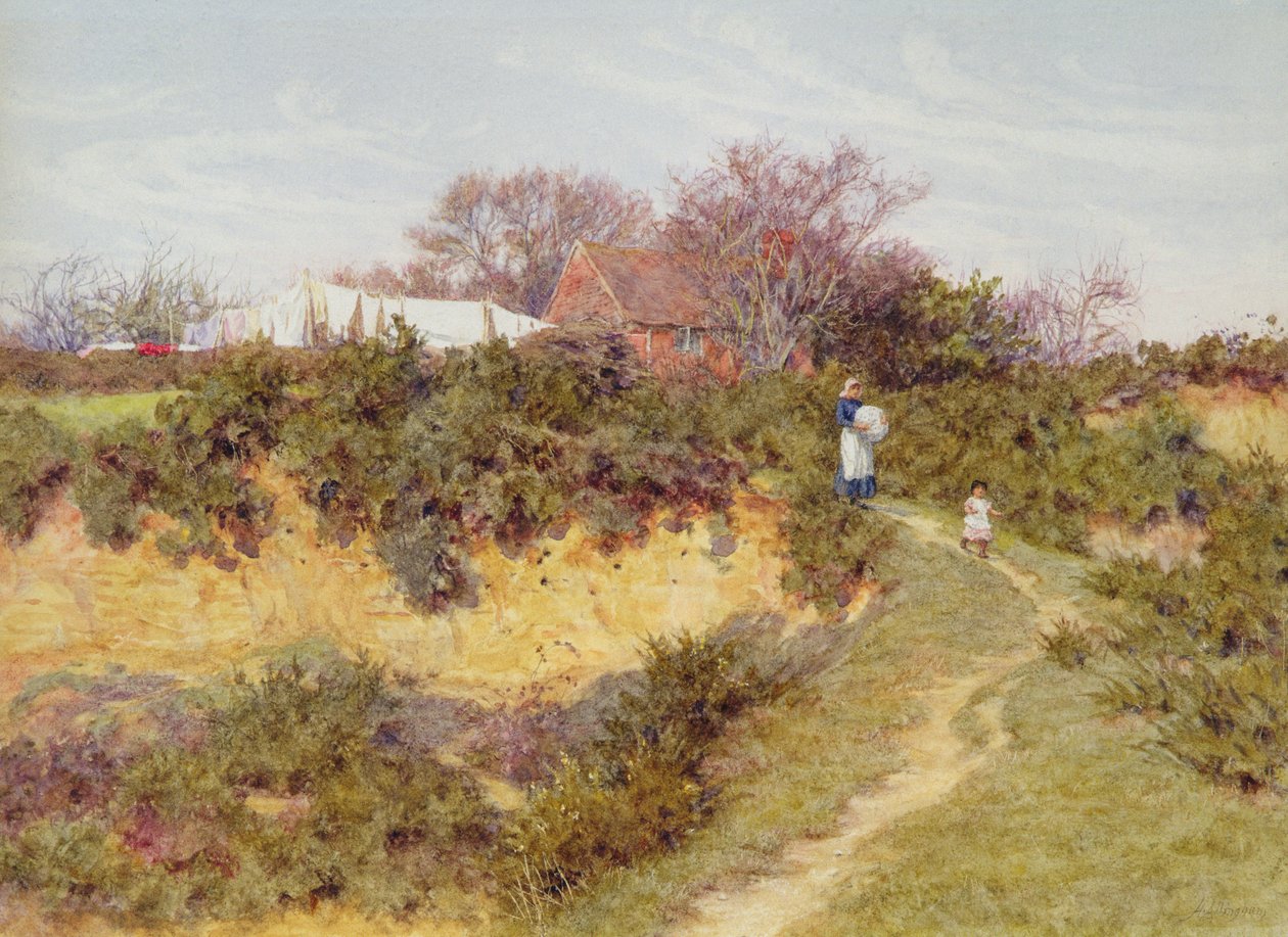 Mosónap a Sandhillsben, Witleyben alkotó: Helen Allingham