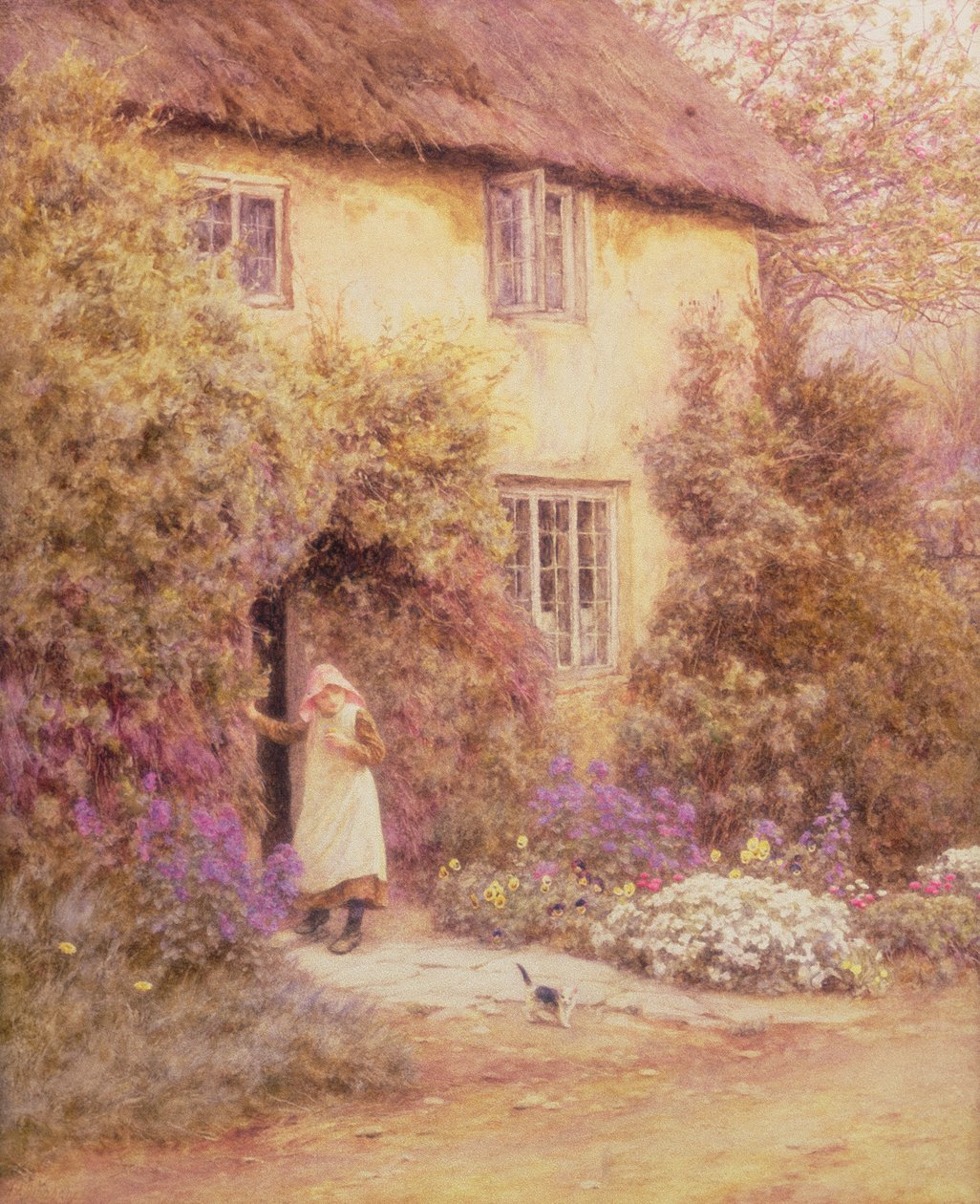 Egy házikó ajtó (akvarell) alkotó: Helen Allingham