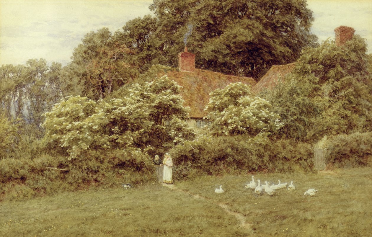 Egy kunyhó Farringfordban, Wight-szigeten alkotó: Helen Allingham
