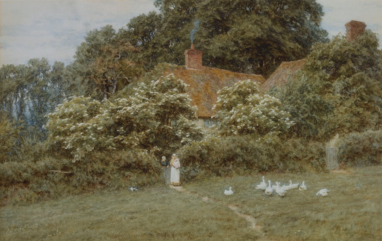 Egy kunyhó Farringfordban, Wight-szigeten alkotó: Helen Allingham