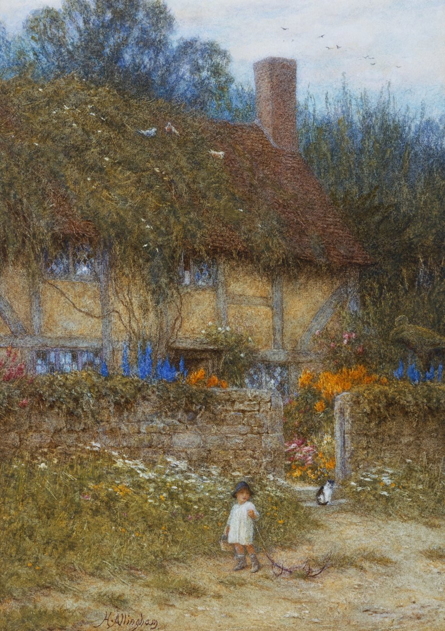 Víkendház Godalming közelében, Surreyben (akvarell karcolással) alkotó: Helen Allingham