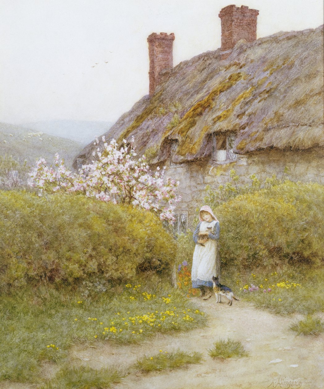 Dorsetshire Cottage (akvarell papíron) alkotó: Helen Allingham