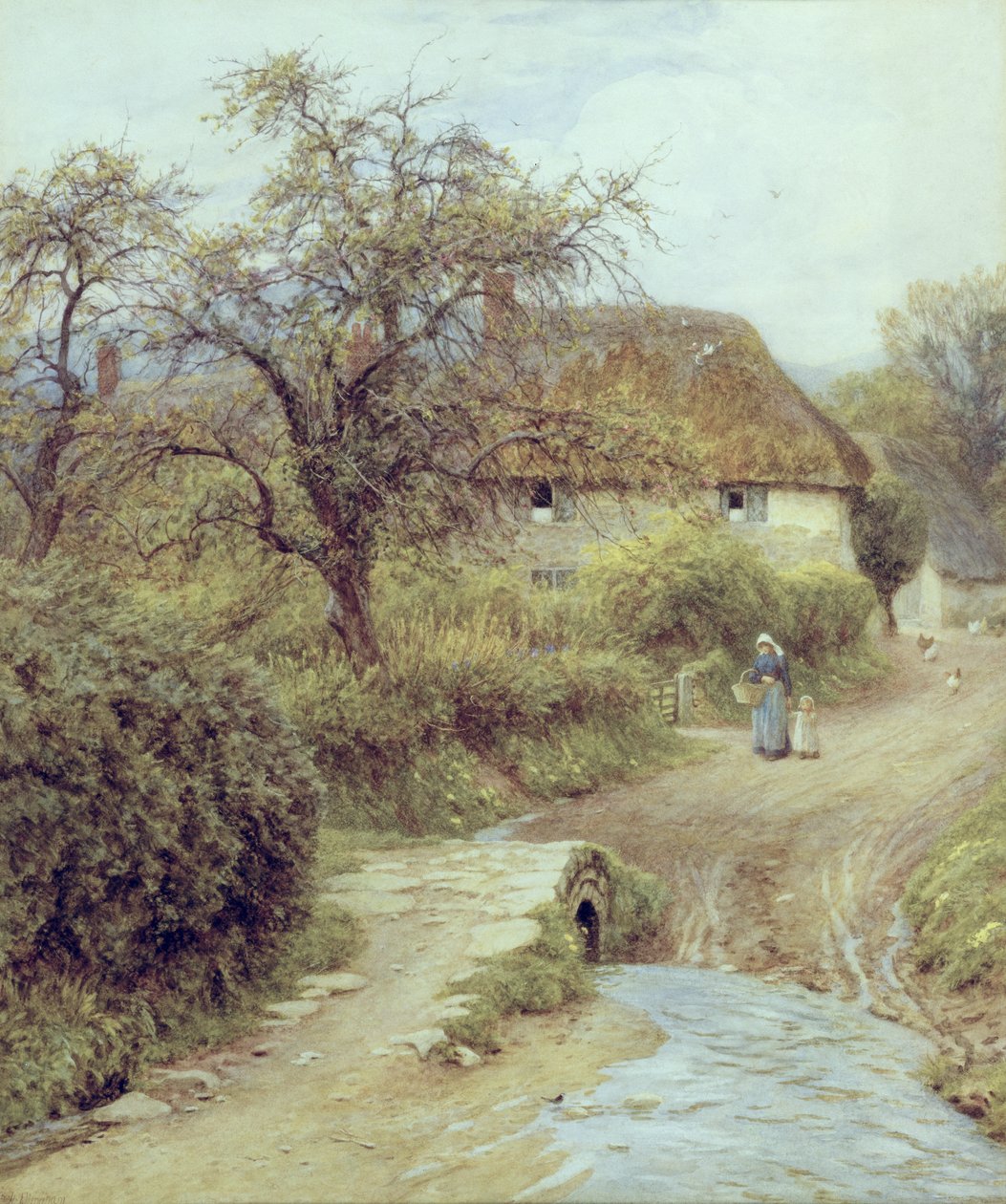 A Hill Farm, Symondsbury, Dorset (akvarell papíron) alkotó: Helen Allingham