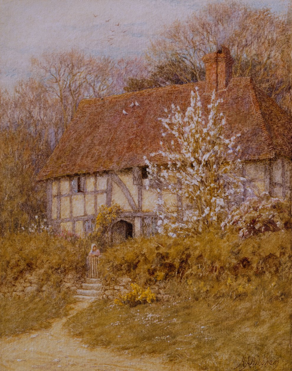 Egy Surrey-ház (akvarell papíron) alkotó: Helen Allingham