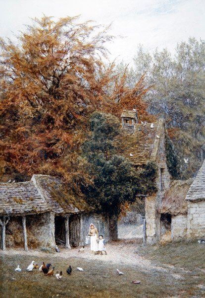 Lower Dowdeswellben, Cheltenham közelében (akvarell papíron) alkotó: Helen Allingham