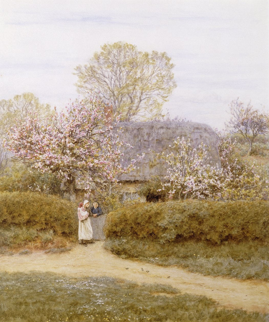 School Greenben, Wight-szigeten, alkotó: Helen Allingham