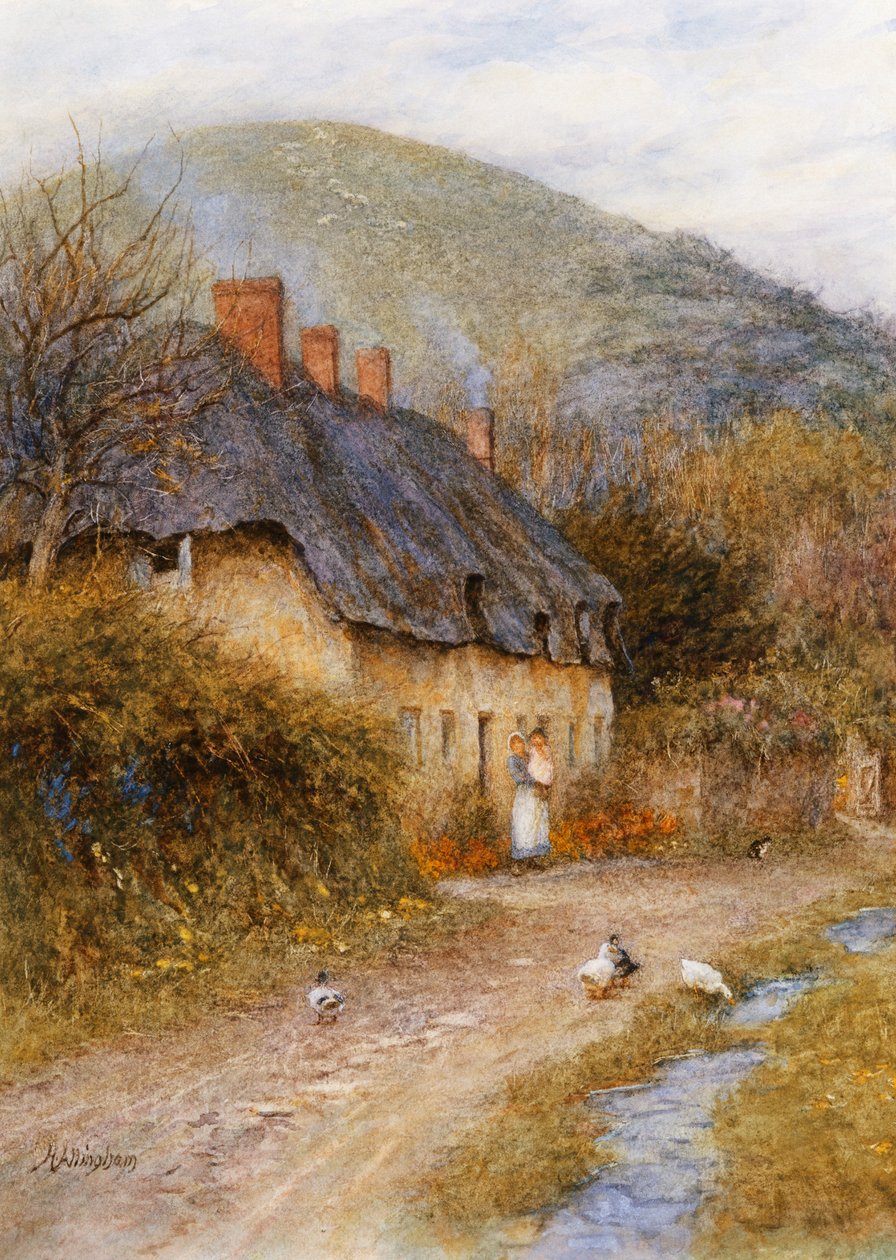 Symondsburyben, Bridport közelében, Dorsetben (akvarell kikarcolással) alkotó: Helen Allingham