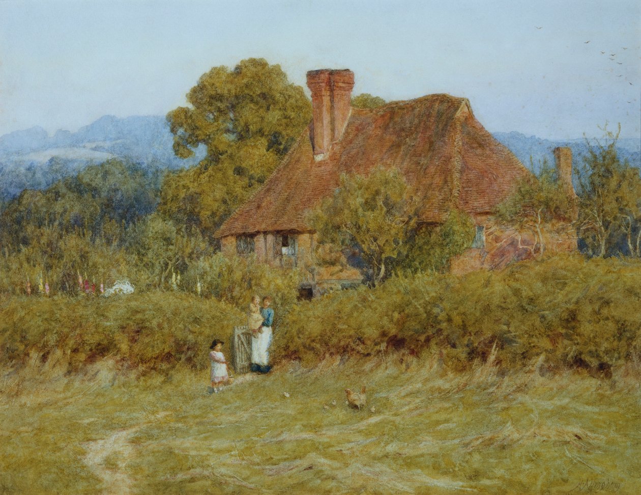 Ház Broadham Greenben, Surreyben, Sunset Lightban alkotó: Helen Allingham