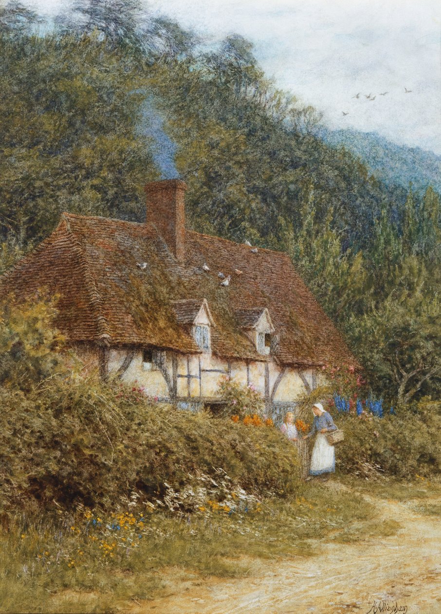 Víkendház Witley közelében, Surrey (akvarell, kikarcolt papíron) alkotó: Helen Allingham