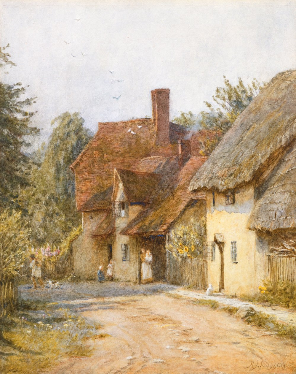 East Hagbourne, Berkshire (akvarell, kikarcolt papíron) alkotó: Helen Allingham
