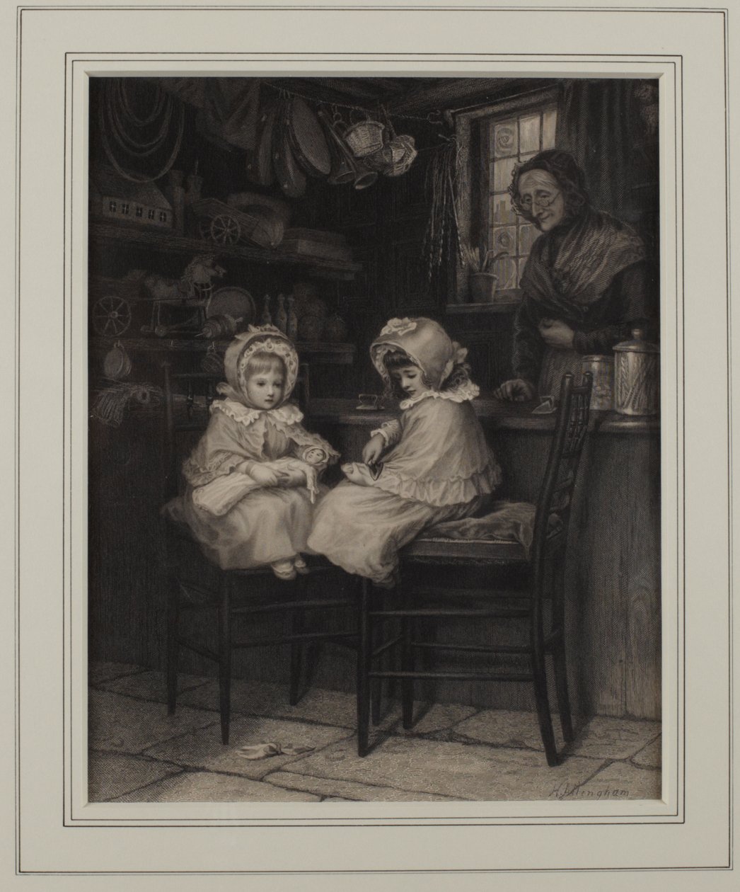 Lapos vasaló a fázáshoz (tinta papíron) alkotó: Helen Allingham