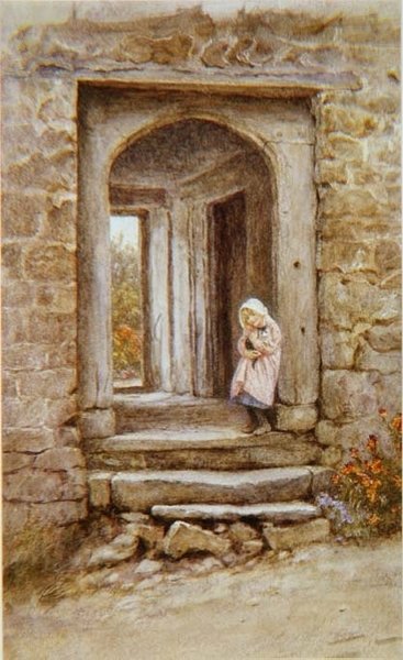 Lány cicával alkotó: Helen Allingham