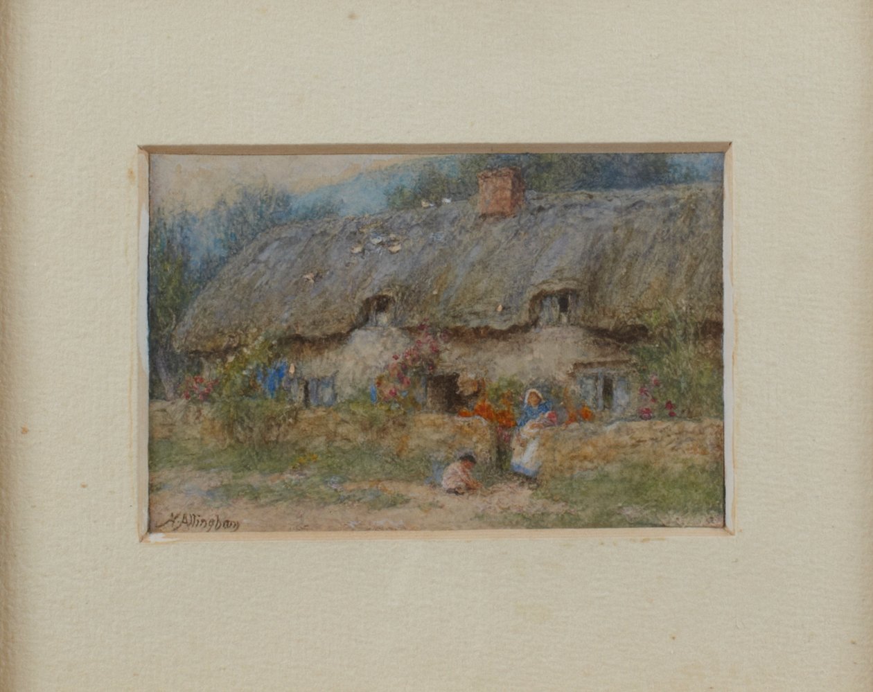 Szürke nádfedeles házikó (akvarell papíron) alkotó: Helen Allingham