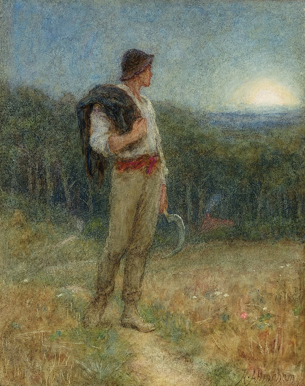Harvest Moon, „szelíd pompájában gömbölyű”, 1879 (ceruza, wc és testszín papíron) (lásd még: 149129) alkotó: Helen Allingham