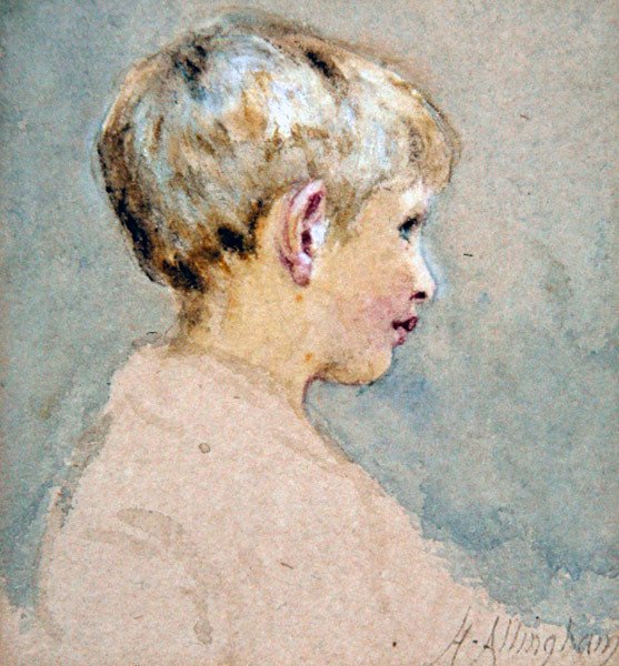 Egy fiú feje (akvarell papíron) alkotó: Helen Allingham