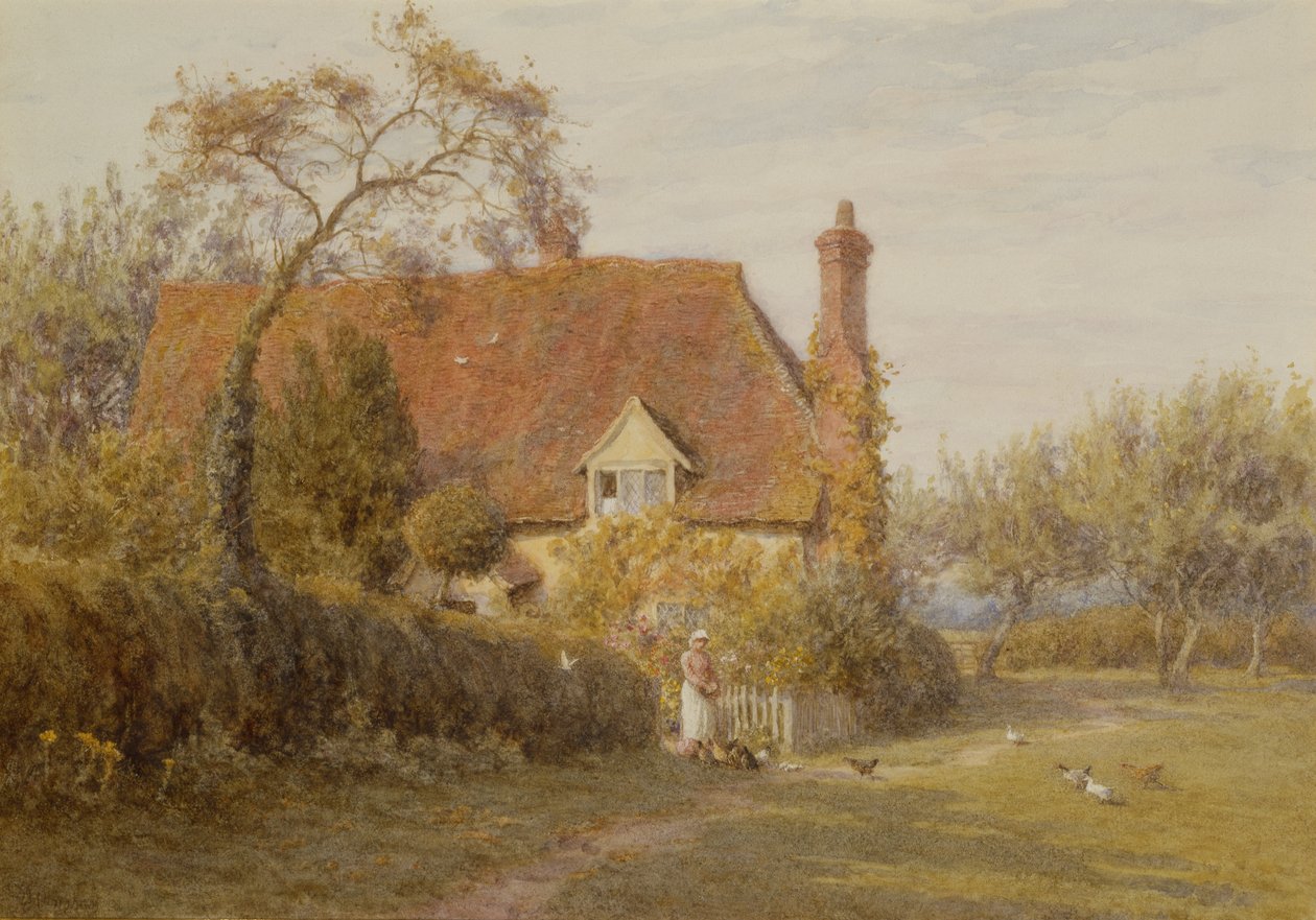 Hedges Farm, East End Farm, Pinner (ceruza és akvarell) alkotó: Helen Allingham