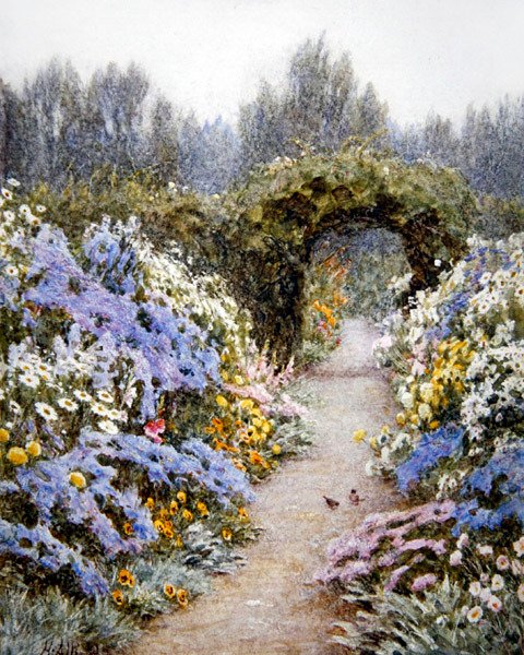 Füves szegély (akvarell papíron) alkotó: Helen Allingham