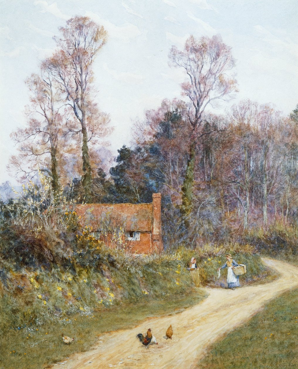 Egy Witley Lane-ben (akvarell karcolással) alkotó: Helen Allingham