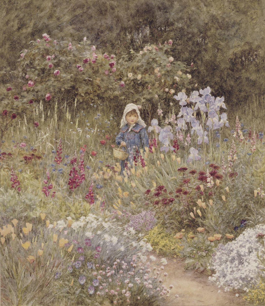 Minna, illusztráció a Happy Englandhez, Marcus Huish, pub. A & C Black, 1904 (wc) alkotó: Helen Allingham