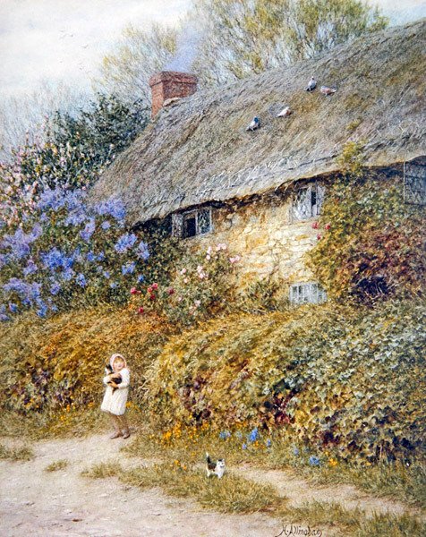 Régi házikó Freshwaterben, Wight-sziget (akvarell papíron) alkotó: Helen Allingham
