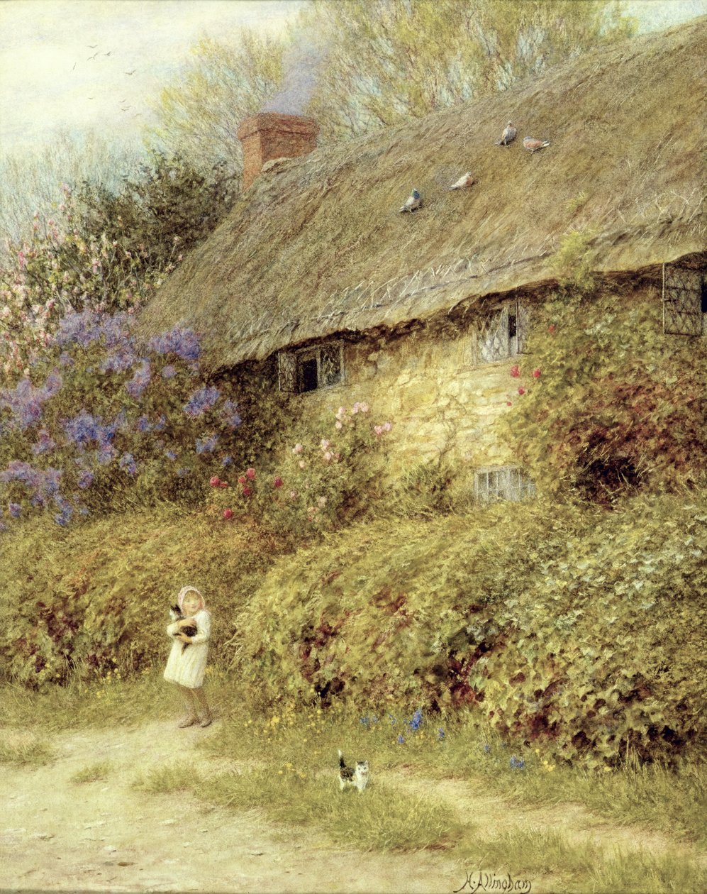 Régi kunyhó Freshwaterben, Wight-sziget (akvarell papíron) alkotó: Helen Allingham