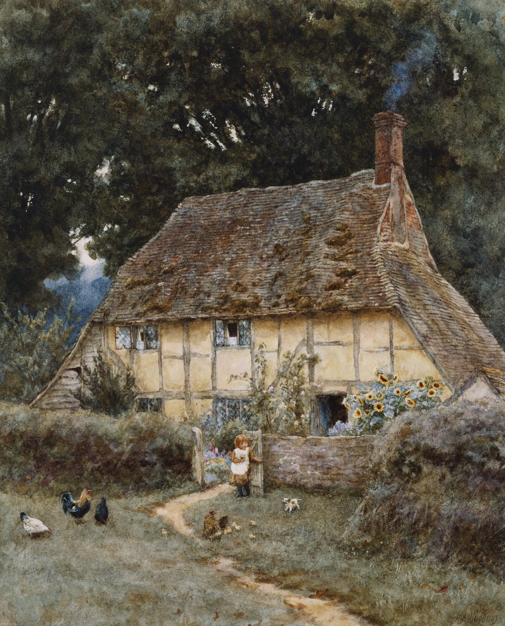 A Brook Roadon, Witley közelében alkotó: Helen Allingham