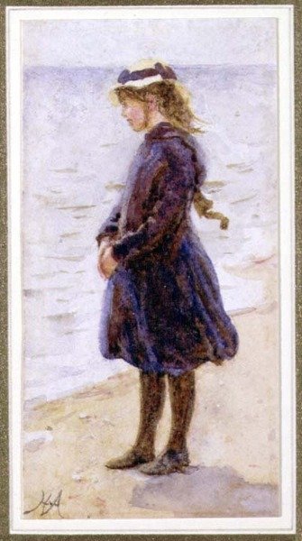 Portré egy lány a tengerparton alkotó: Helen Allingham