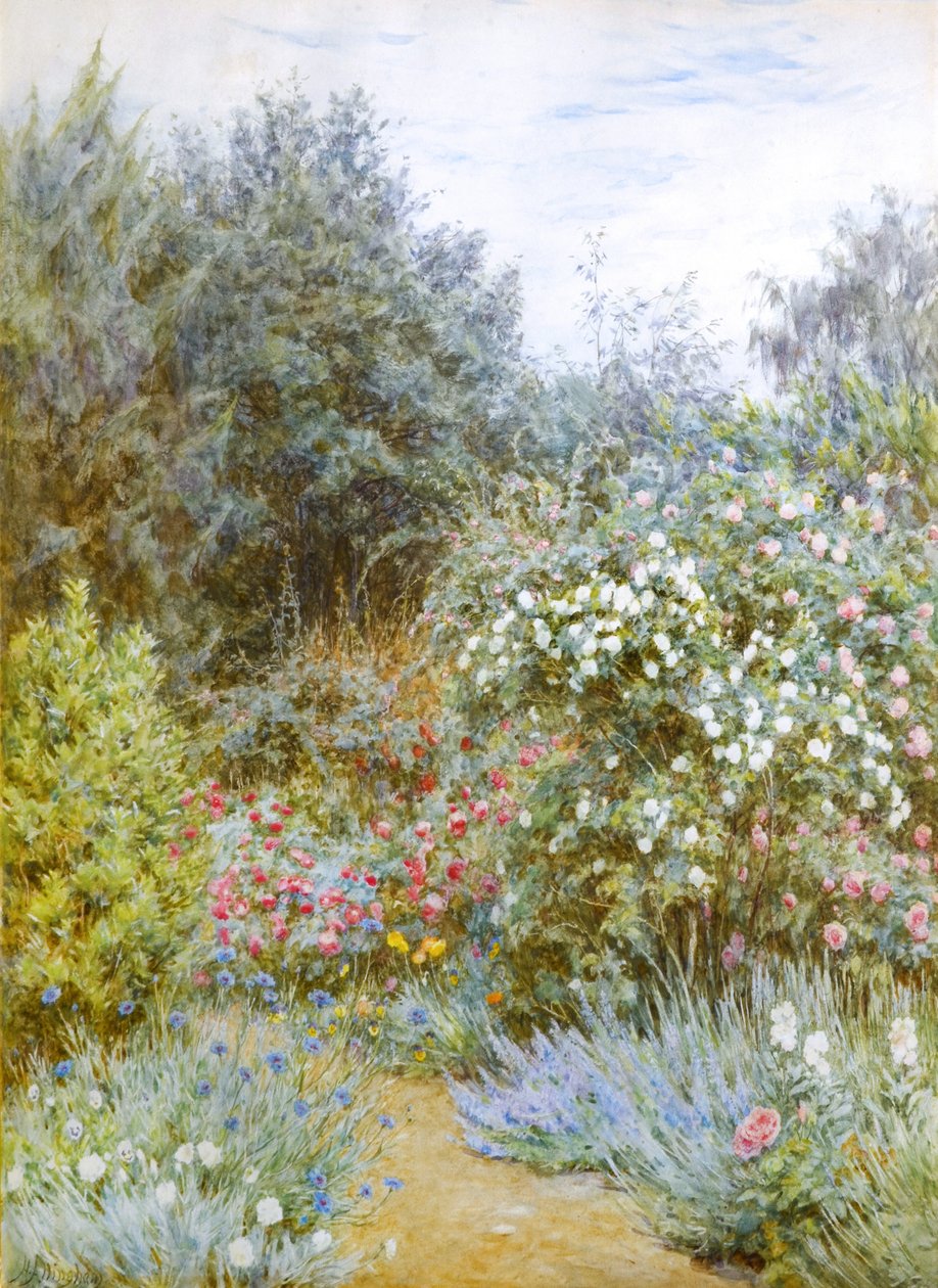 Rózsák Gertrude Jekyll kertjében, Munstead Wood, Surrey (akvarell) alkotó: Helen Allingham